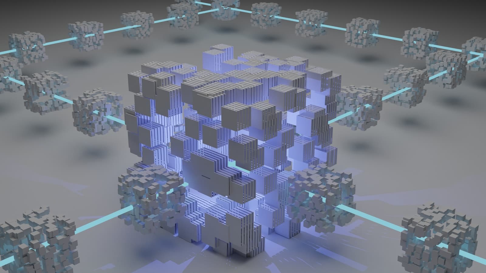 Connected data nodes as a 3D visualization of workflows